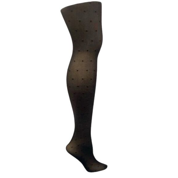 H Halston Black Swiss Dot Tights Medium/Large - Picture 1 of 4